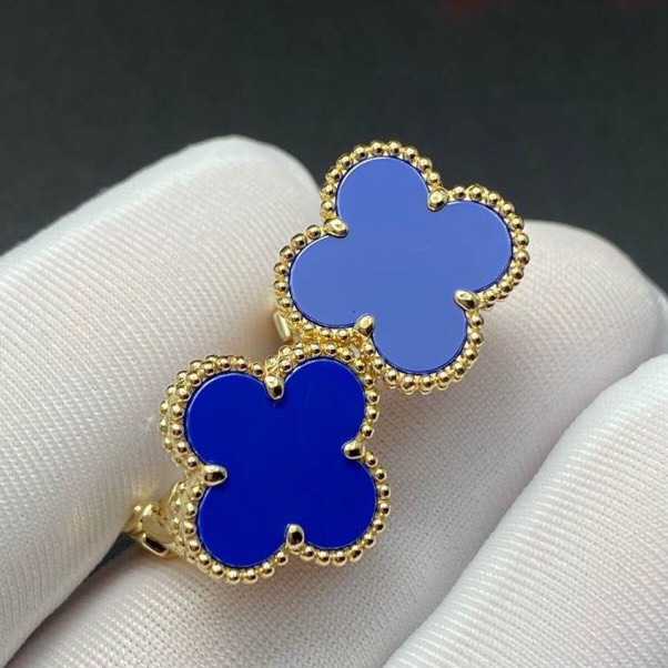 HOA TAI VAN CLEEF & ARPELS ALHAMBRA TURQUOISE 15MM GOLD 18K YELLOW GOLD