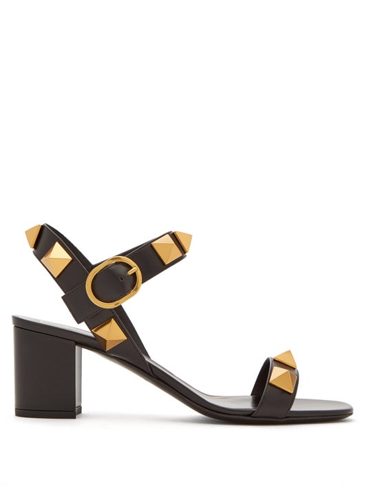GIÀY VALENTINO GARAVANI Roman Stud block-heel leather sandals