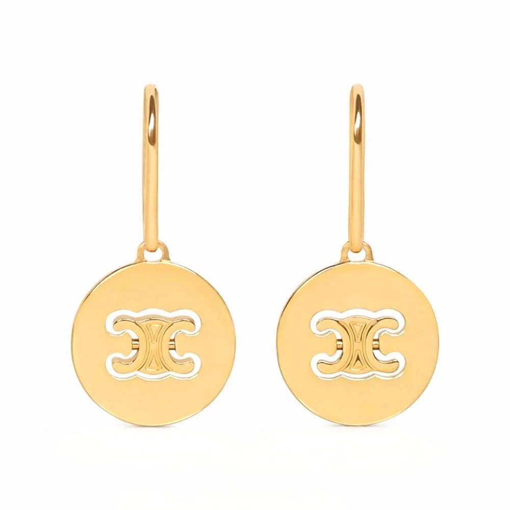 Bông tai Celine Women Triomphe Swivel Earrings in Brass with Gold Finish