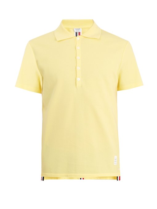 ÁO POLO THOM BROWNE  Striped-detail cotton-piqué polo shirt