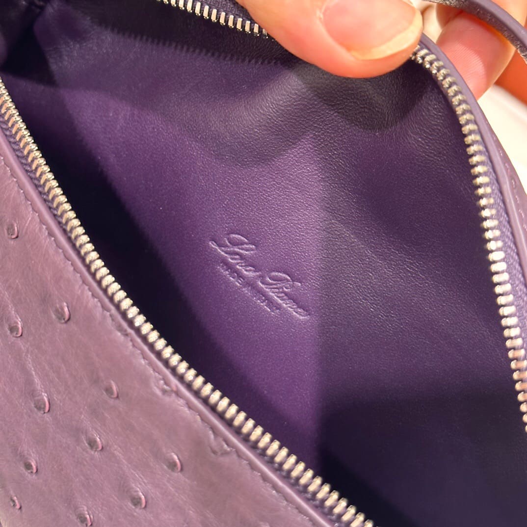 TÚI Loro Piana Women Extra Pocket L27 in Ostrich Leather Purple da đà điểu(Gía Liên Hệ)