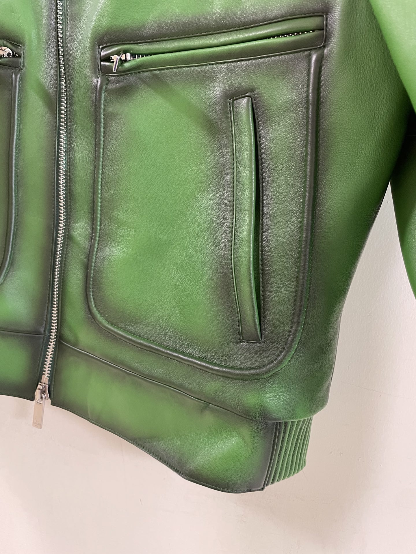 ÁO BERLUTI LEATHER JACKET GREEN