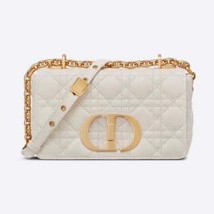 TÚI Dior Women Small Dior Caro Bag Ivory Supple Cannage Calfskin-White Top Quality