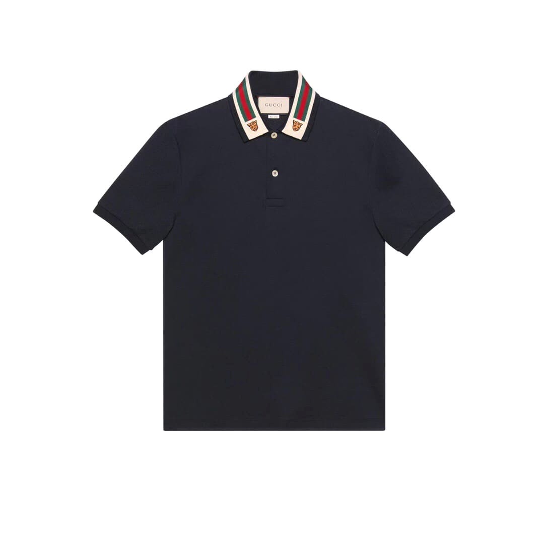 ÁO GUCCI TIGER COLLAR POLO SHIRT BLACK