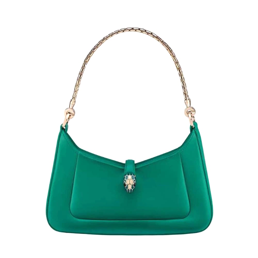 TÚI BVLGARI Women Serpenti Baia Small Shoulder Bag in Calf Leather-Green