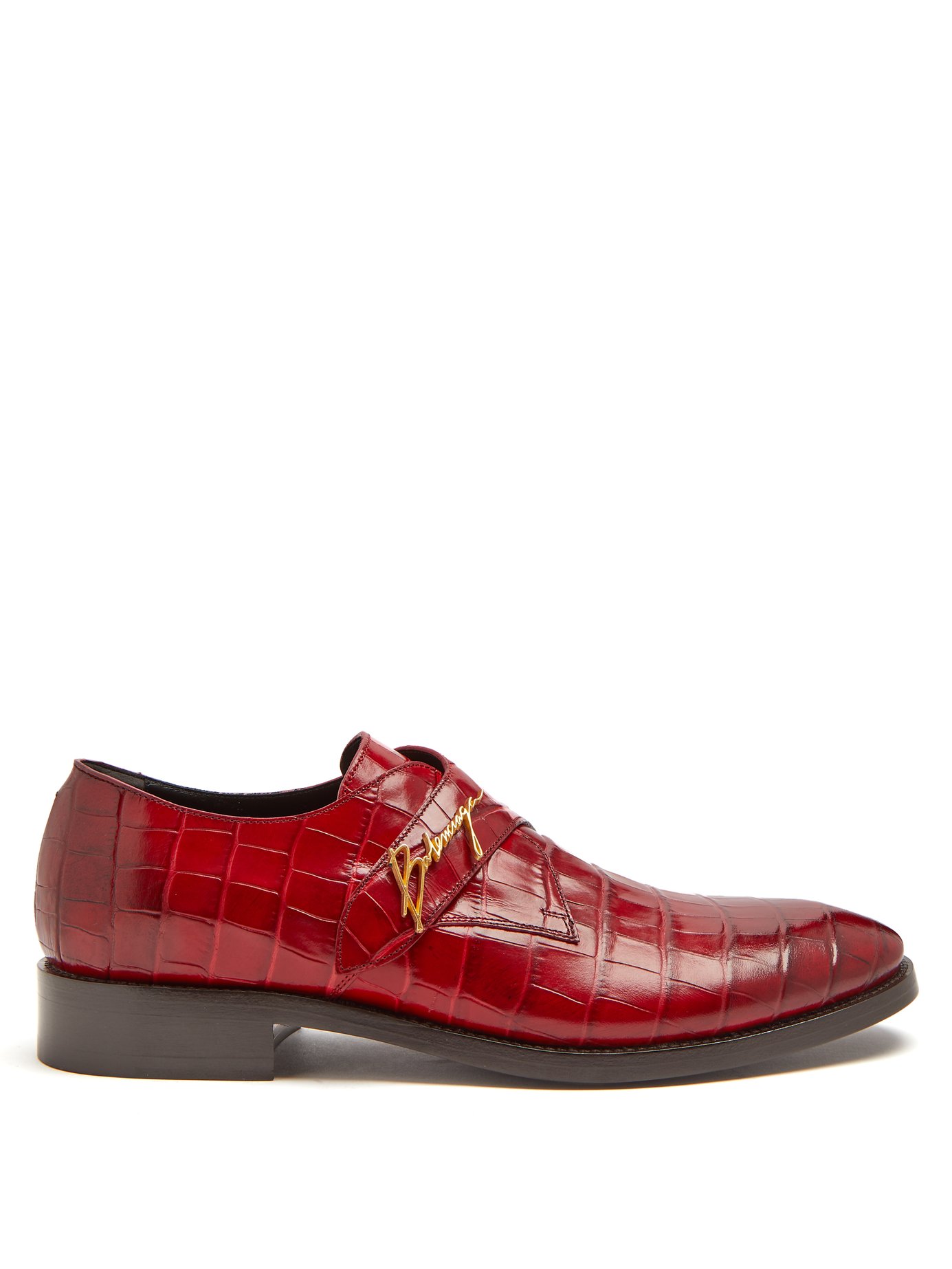 GIÀY BALENCIAGA Crocodile-effect leather derby shoes DA CÁ SẤU