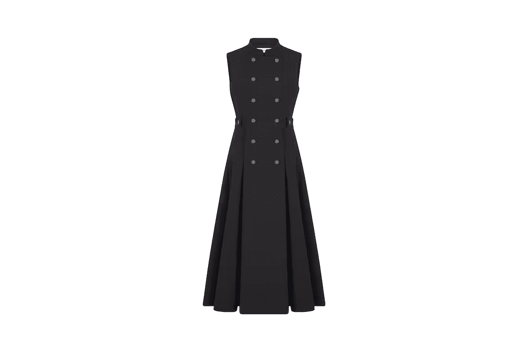 VÁY DIOR FLARED MID-LENGTH DRESS Black Wool and Silk
