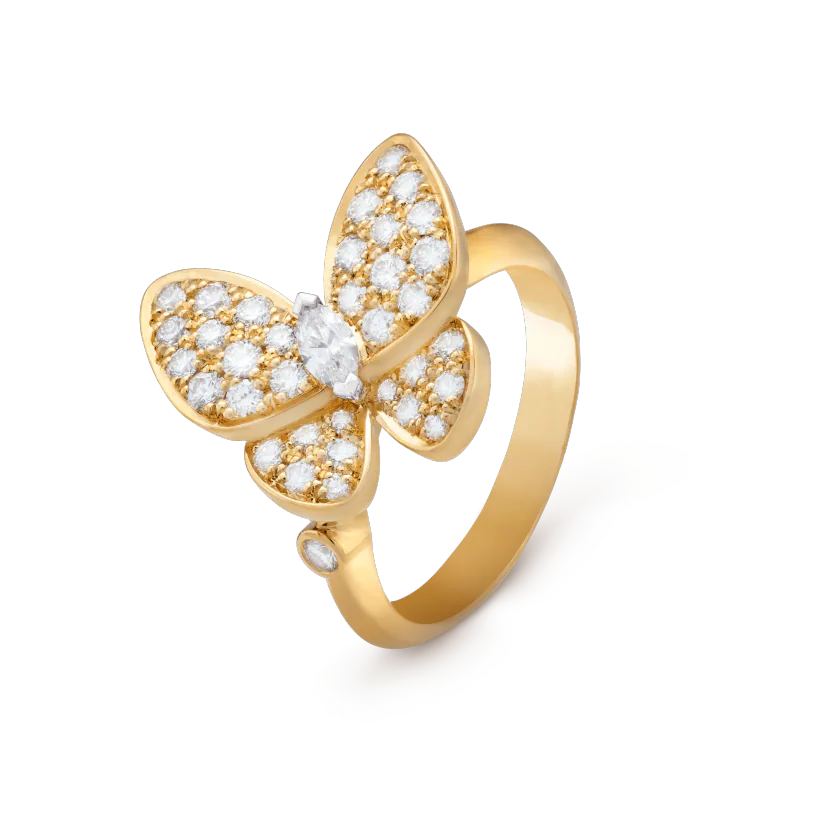 NHẪN VAN CLEEF & ARPELS SOCRATE RING 1 FLOWER DIAMOND 18K WHITE GOLD