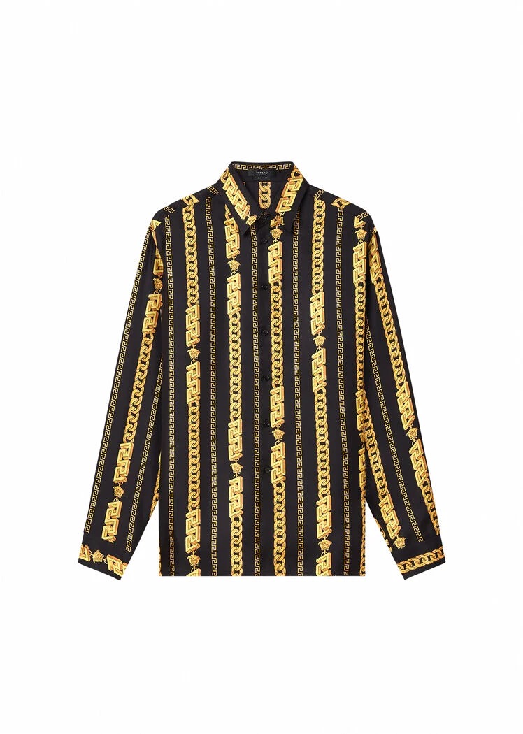 ÁO VERSACE CHAIN PINSTRIPE SILK SHIRT SS2022