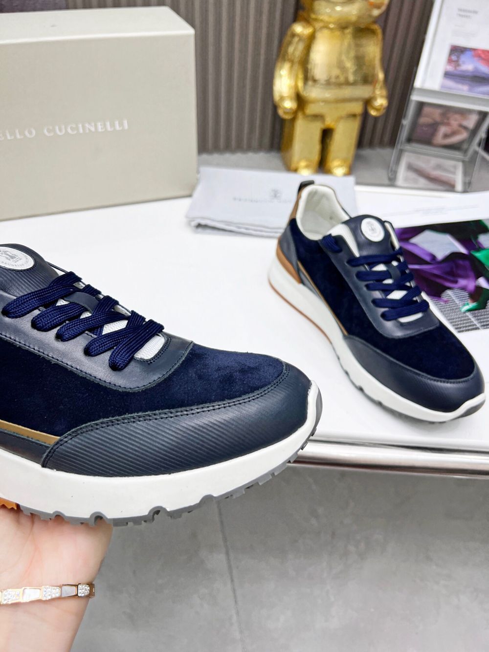 GIÀY BRUNELLO CUCINELLI Suede Blue Sneaker shoes