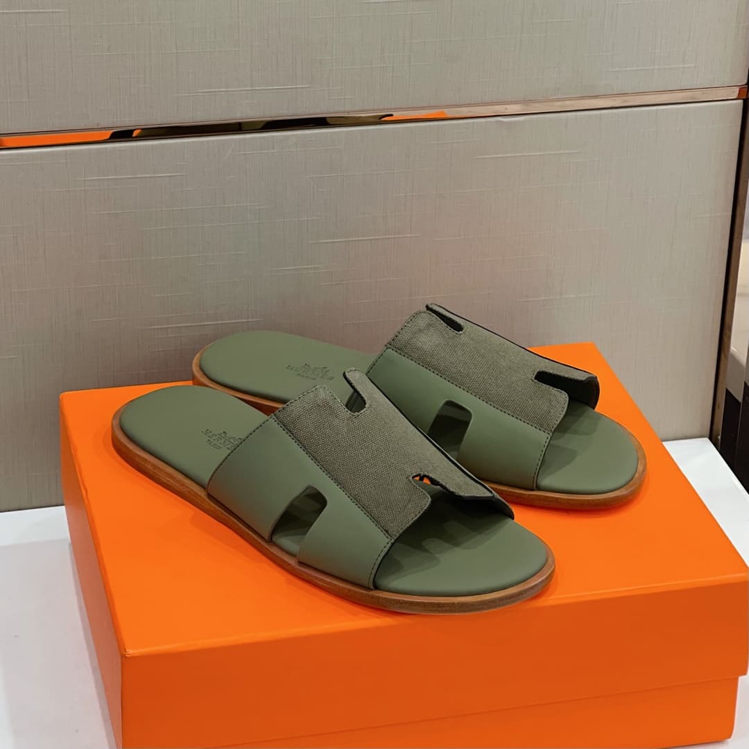 DÉP HERMES IZMIR MILITARY GREEN H SANDAL AAA