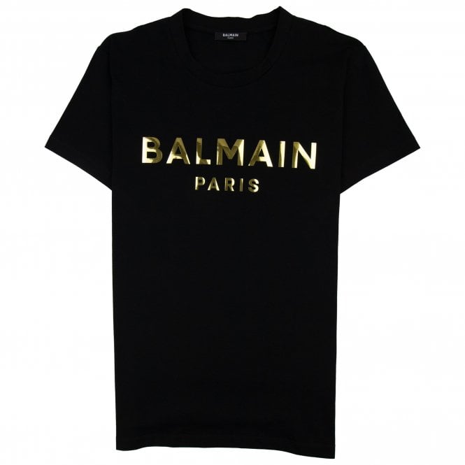 ÁO BALMAIN Metallic Logo T-Shirt Black
