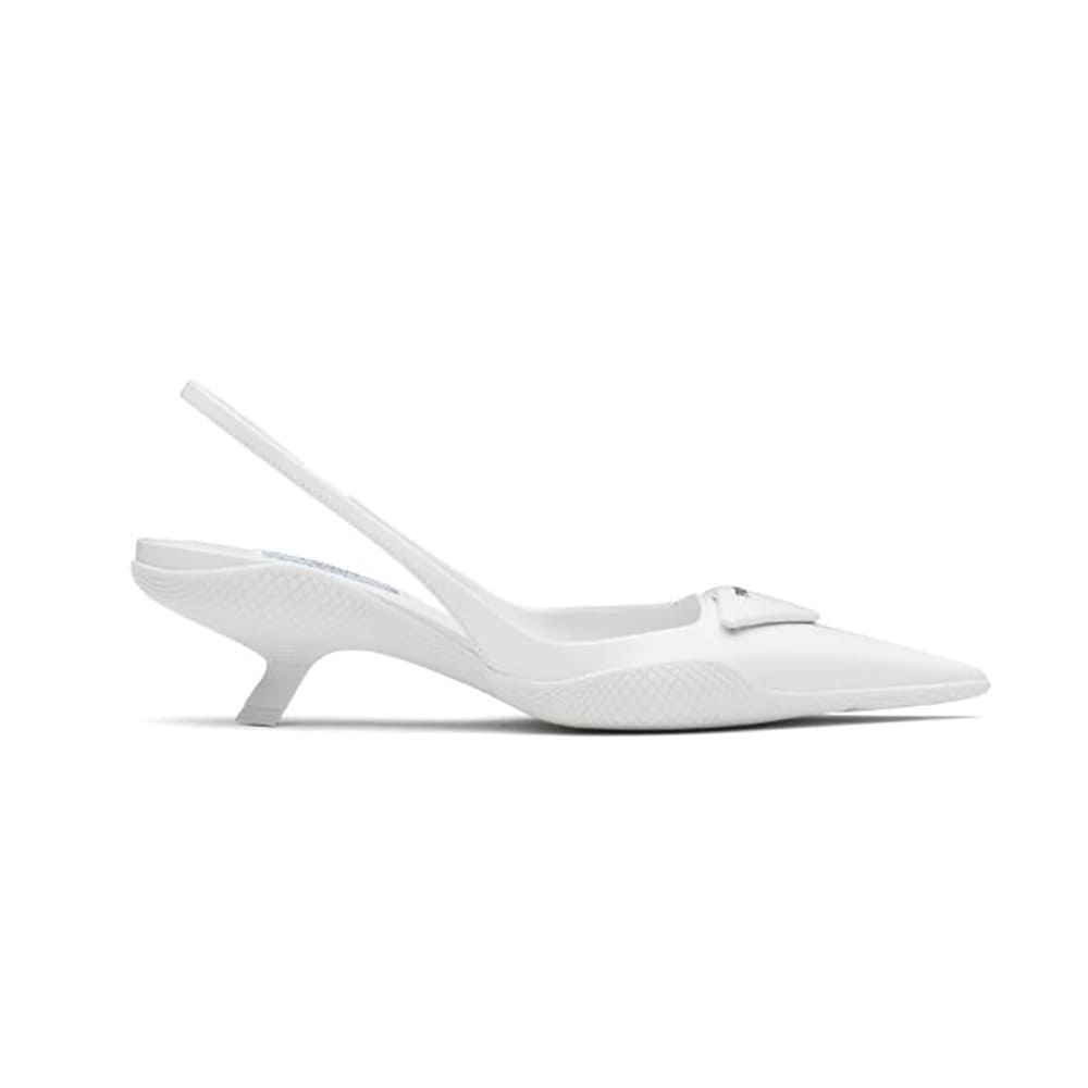 GIÀY Prada Women Brushed Leather Slingback Pumps-White