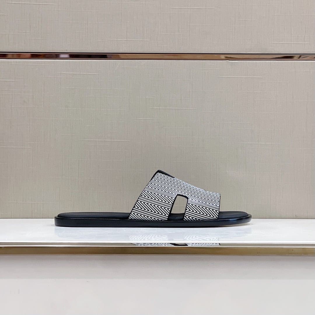 DÉP HERMES IZMIR BLACK WHITE H SANDAL AAA