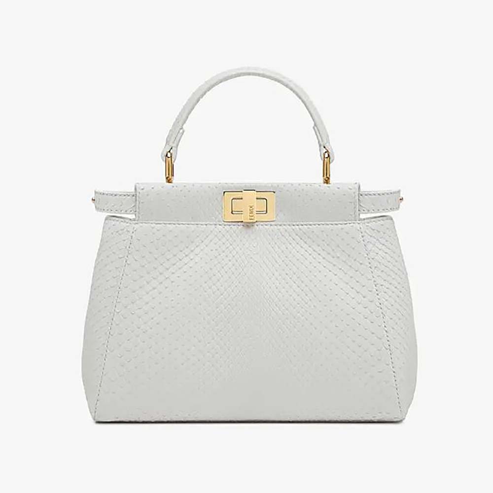 TÚI Fendi Women Peekaboo Iconic Mini White Python Bag