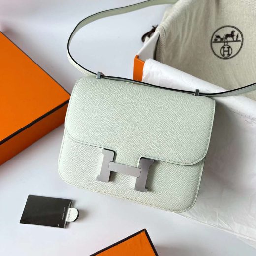 Túi Hermes Constance Epsom Light Green Silver Hardware Handmade khâu tay 18cm