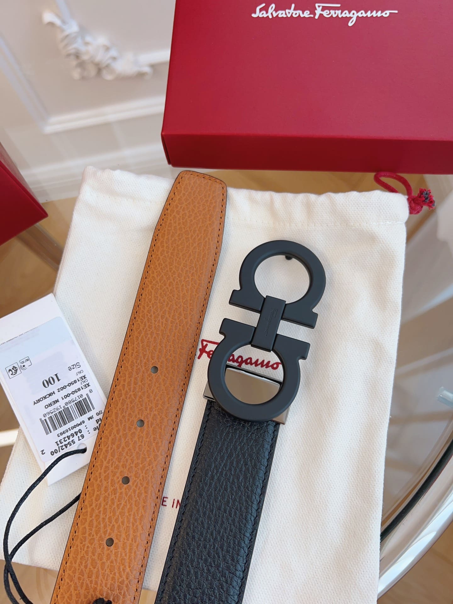 DÂY LƯNG Salvatore Ferragamo Adjustable Gancini Belt Khóa đen