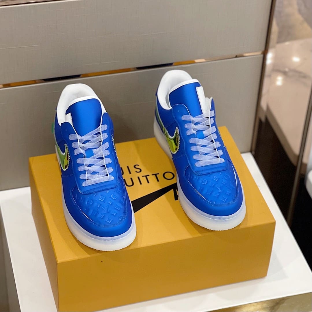 GIÀY LOUIS VUITTON NIKE AIR ELECTRIC BLUE SNEAKERS SHOES AAA