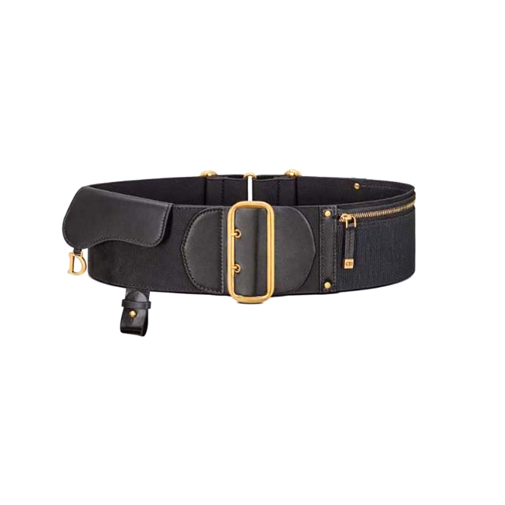 DÂY LƯNG Dior Women Saddle Belt Black Smooth Calfskin and Technical Fabric 80 MM