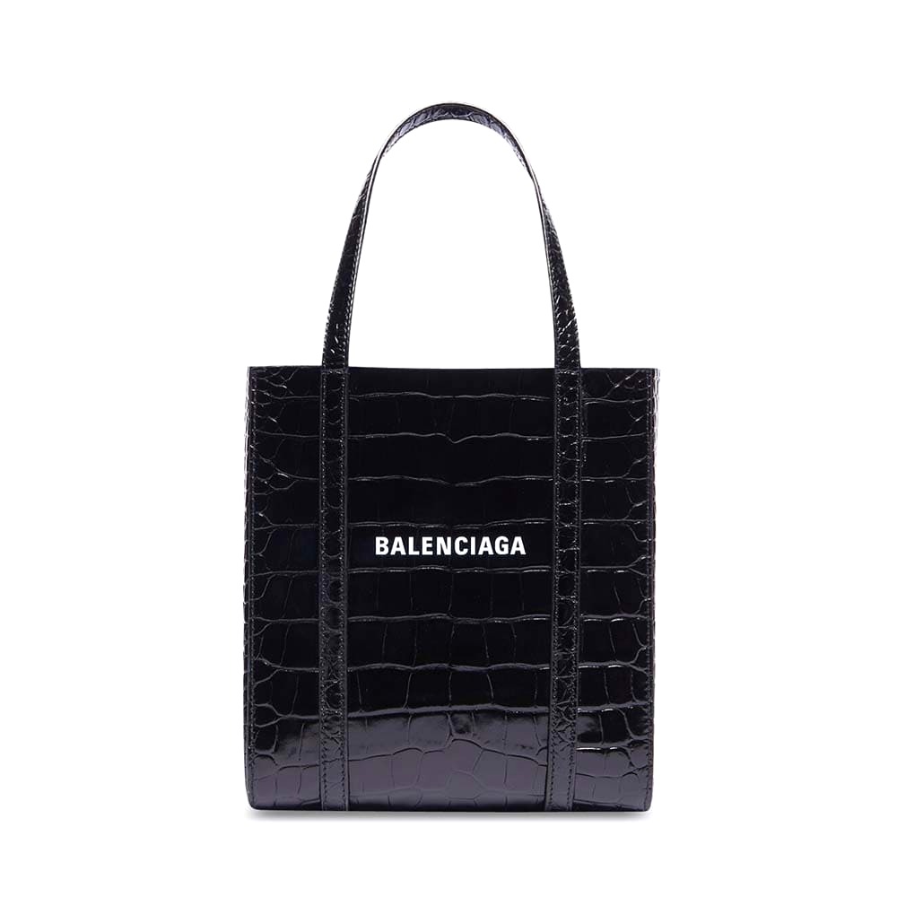 TÚI Balenciaga Women Everyday XXS Tote Bag in Black Shiny Crocodile Embossed Calfskin