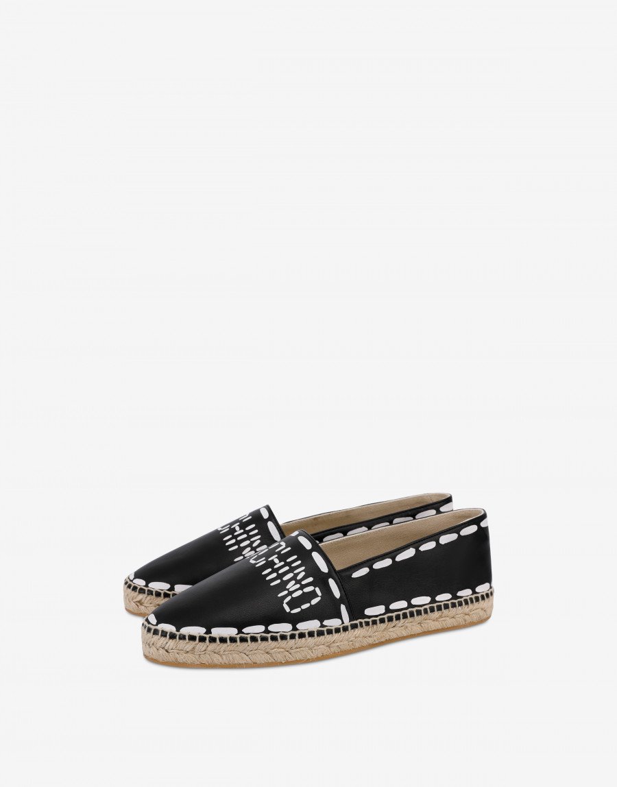 GIÀY MOSCHINO LEATHER ESPADRILLES WITH STITCHING LOGO