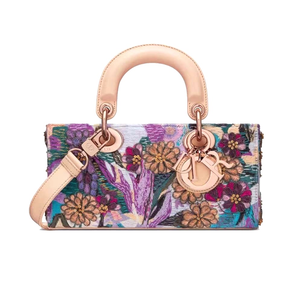 Túi Dior Women Medium Lady D-joy Bag Beige Multicolor Brocart Embroidery