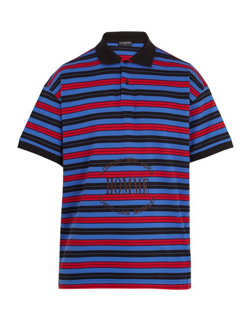 ÁO POLO BALENCIAGA Striped cashmere and wool-blend polo shirt