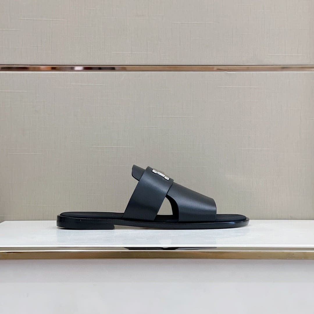 DÉP HERMES ARLES MULE BLACK SANDAL AAA