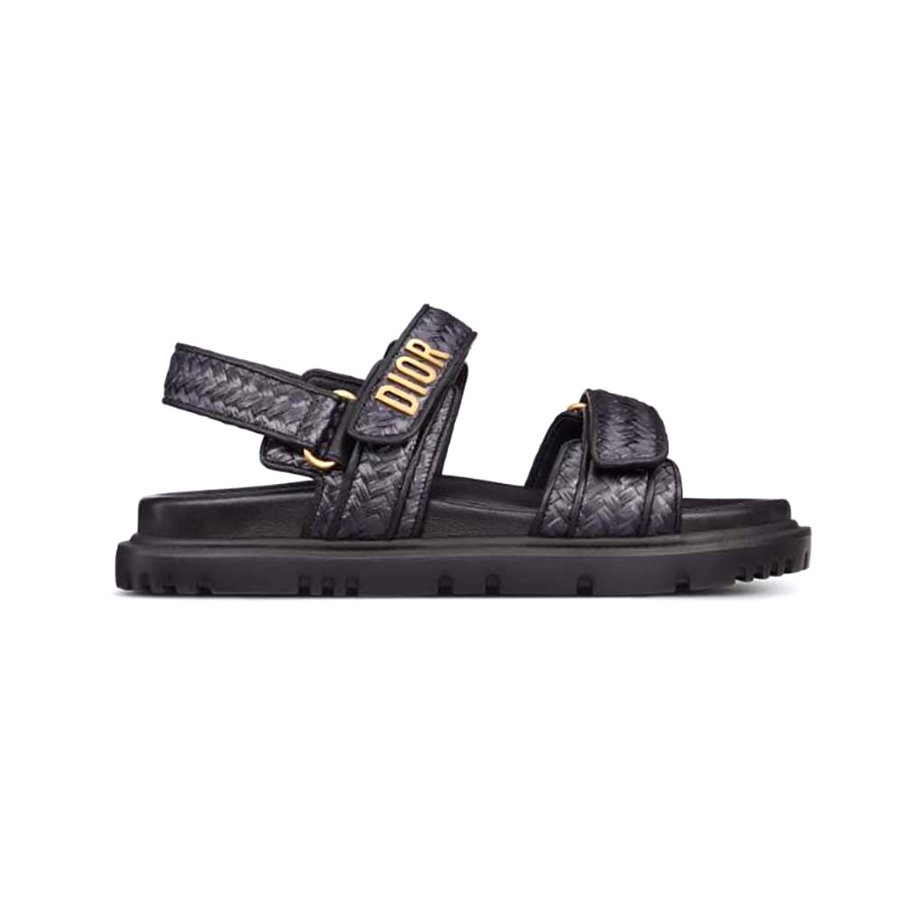 DÉP SANDALS Dior Women Dioract Sandal Black Braided Raffia