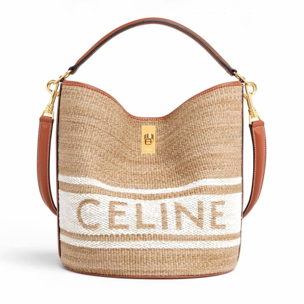 TÚI Celine Women Bucket 16 Bag in Textile with Celine Logo and Smooth Calfskin