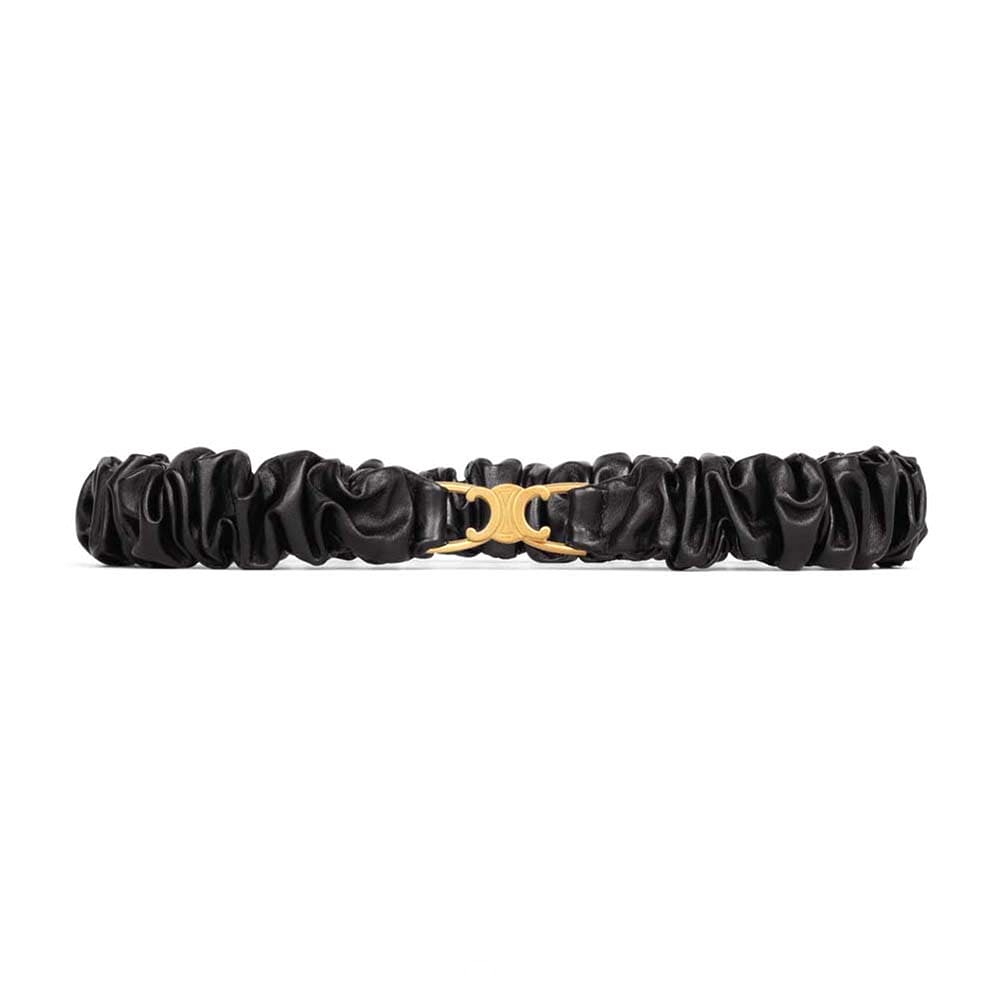 DÂY LƯNG Celine Women Small Triomphe Scrunchy Belt in Lambskin-Black