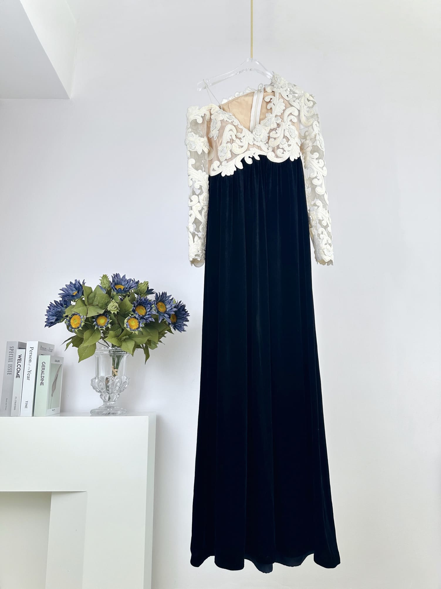 VÁY ZIMMERMANN Flower Black White Vintage Dress High Classy