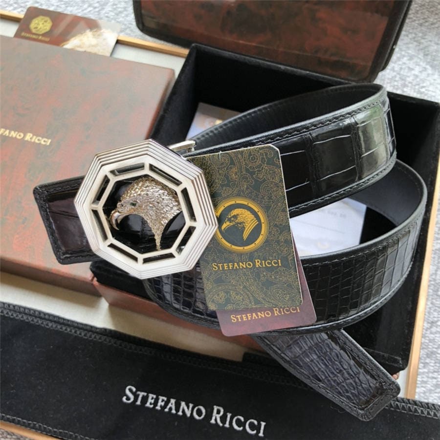 DÂY LƯNG STEFANO RICCI CROCODILE LEATHER DA CÁ SẤU Belt Khóa bạc
