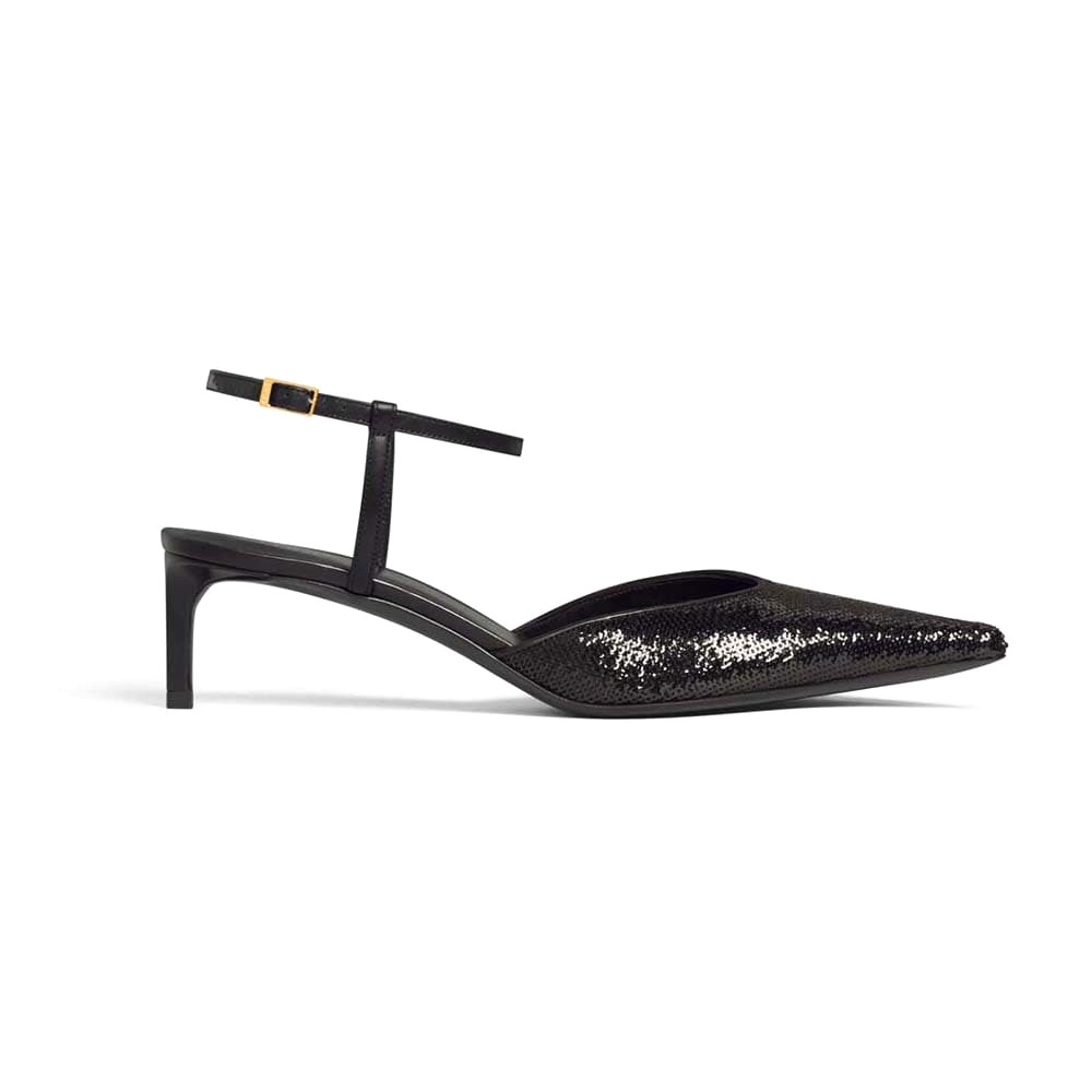 GIÀY Celine Women Kitten in Sequins and Calfskin-Black