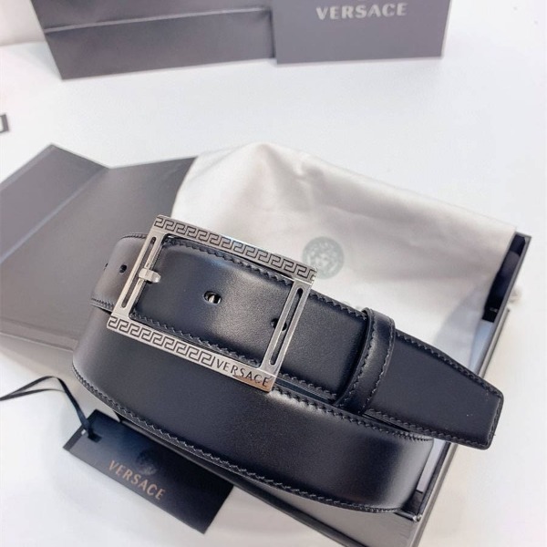 DÂY LƯNG VERSACE MEDUSA GRECA PLATED CALFSKIN LEATHER Khóa trắng