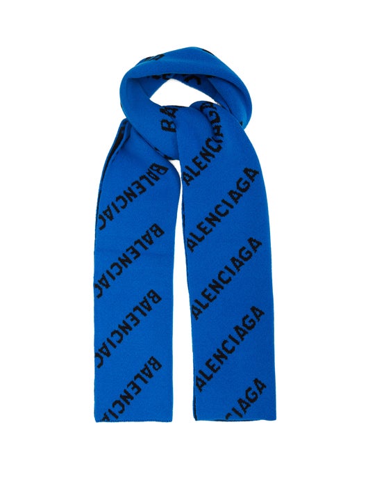 KHĂN BALENCIAGA Logo-jacquard wool-blend scarf
