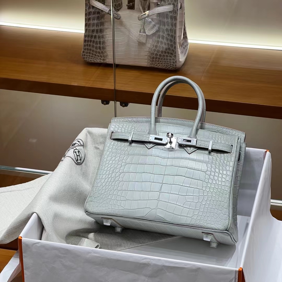 Túi Hermes Birkin Alligator Gris Perle 25CM Handmade khâu tay(Giá liên hệ)
