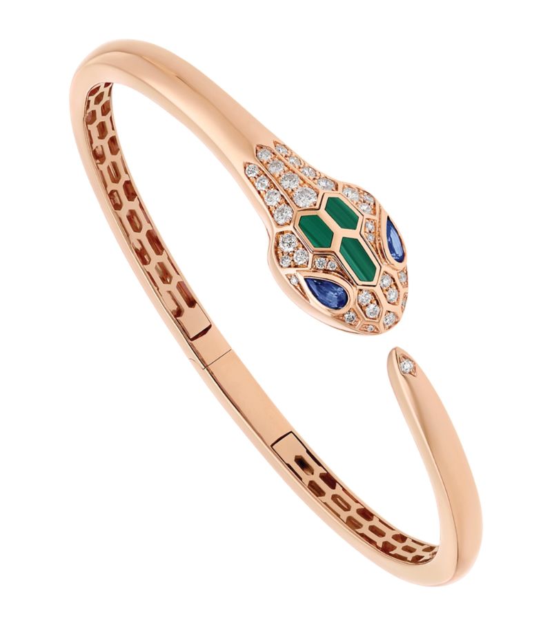 Vòng tay BVLGARI Rose Gold And Precious Stone Serpenti Bangle vàng hồng 18K