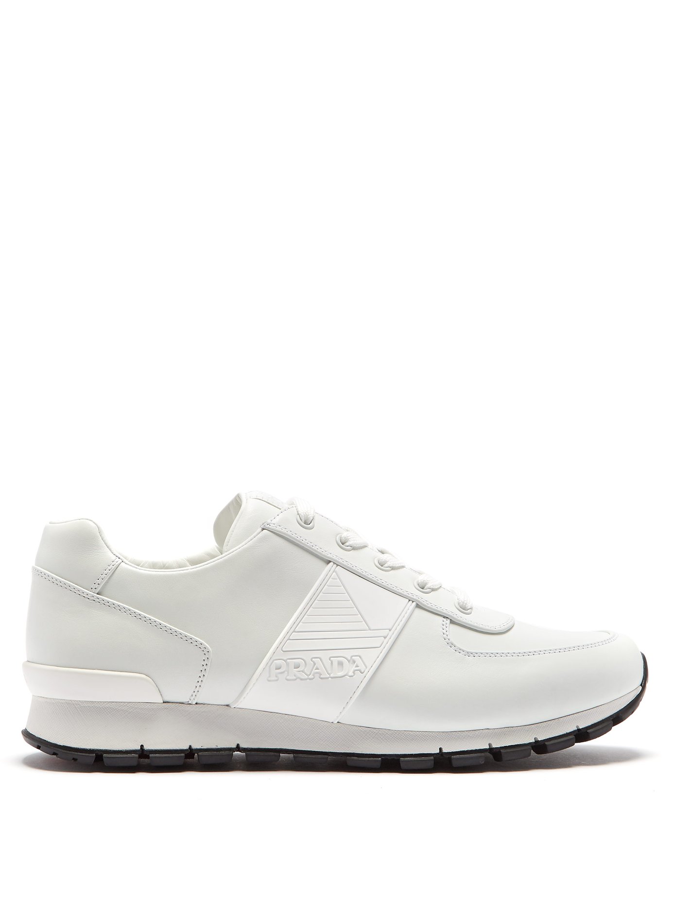 GIÀY PRADA White low-top leather trainers