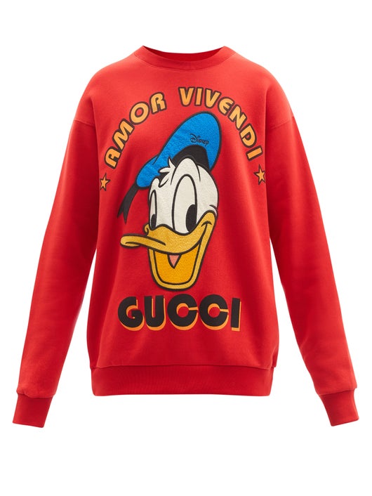 ÁO LEN GUCCI X Disney Donald Duck-print cotton sweatshirt