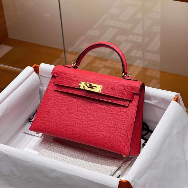 Túi Hermes Mini Kelly Rouge Casaque Epsom 19CM Handmade khâu tay(Giá liên hệ)