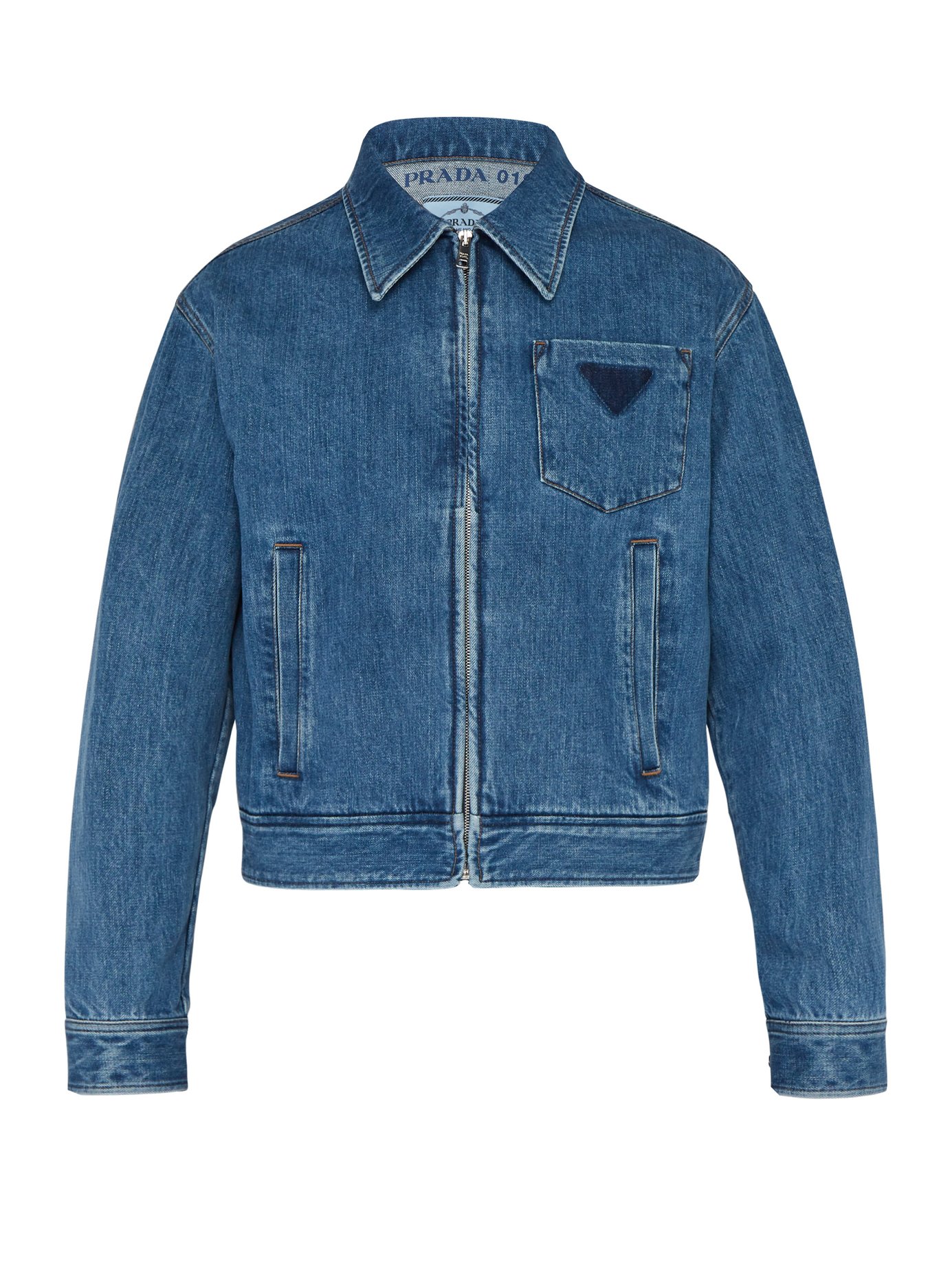 ÁO PRADA  Washed logo denim jacket