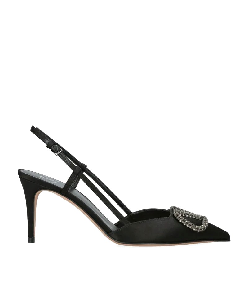 Giày VALENTINO GARAVANI  Satin VLogo Slingback Mules 80