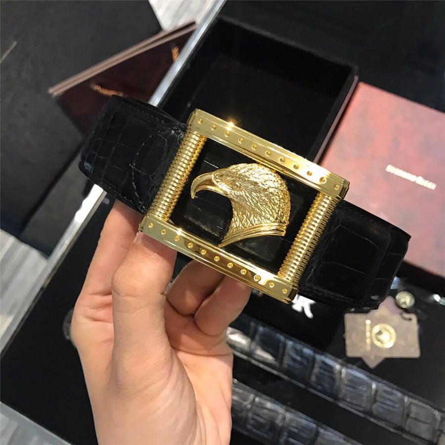 DÂY LƯNG STEFANO RICCI CROCODILE LEATHER DA CÁ SẤU Belt Khóa vàng