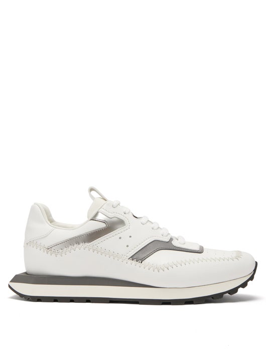 GIÀY BERLUTI Fly square-toe leather trainers SS2021