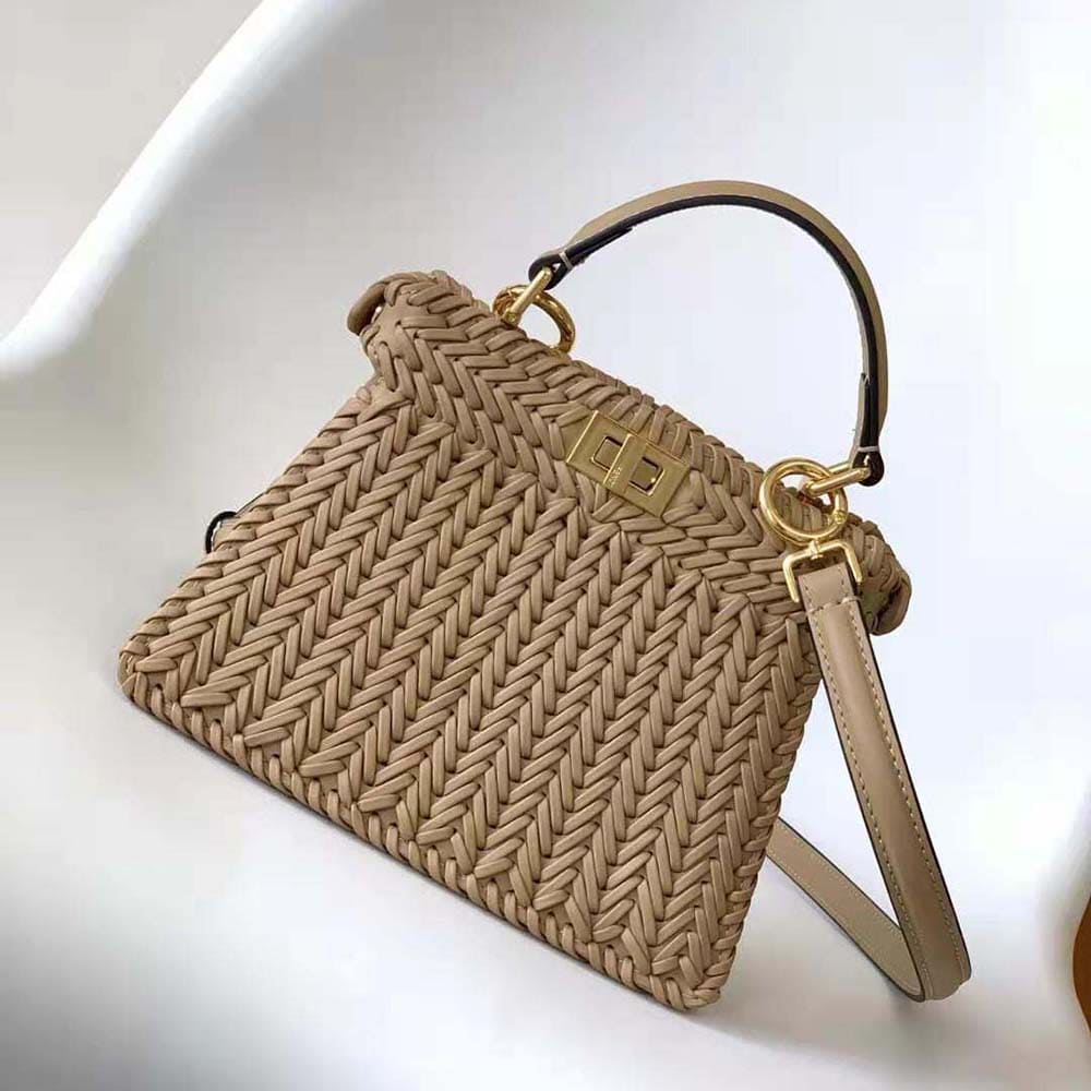 TÚI Fendi Women Peekaboo ISeeU Petite Beige Padded Calfskin Leather Bag