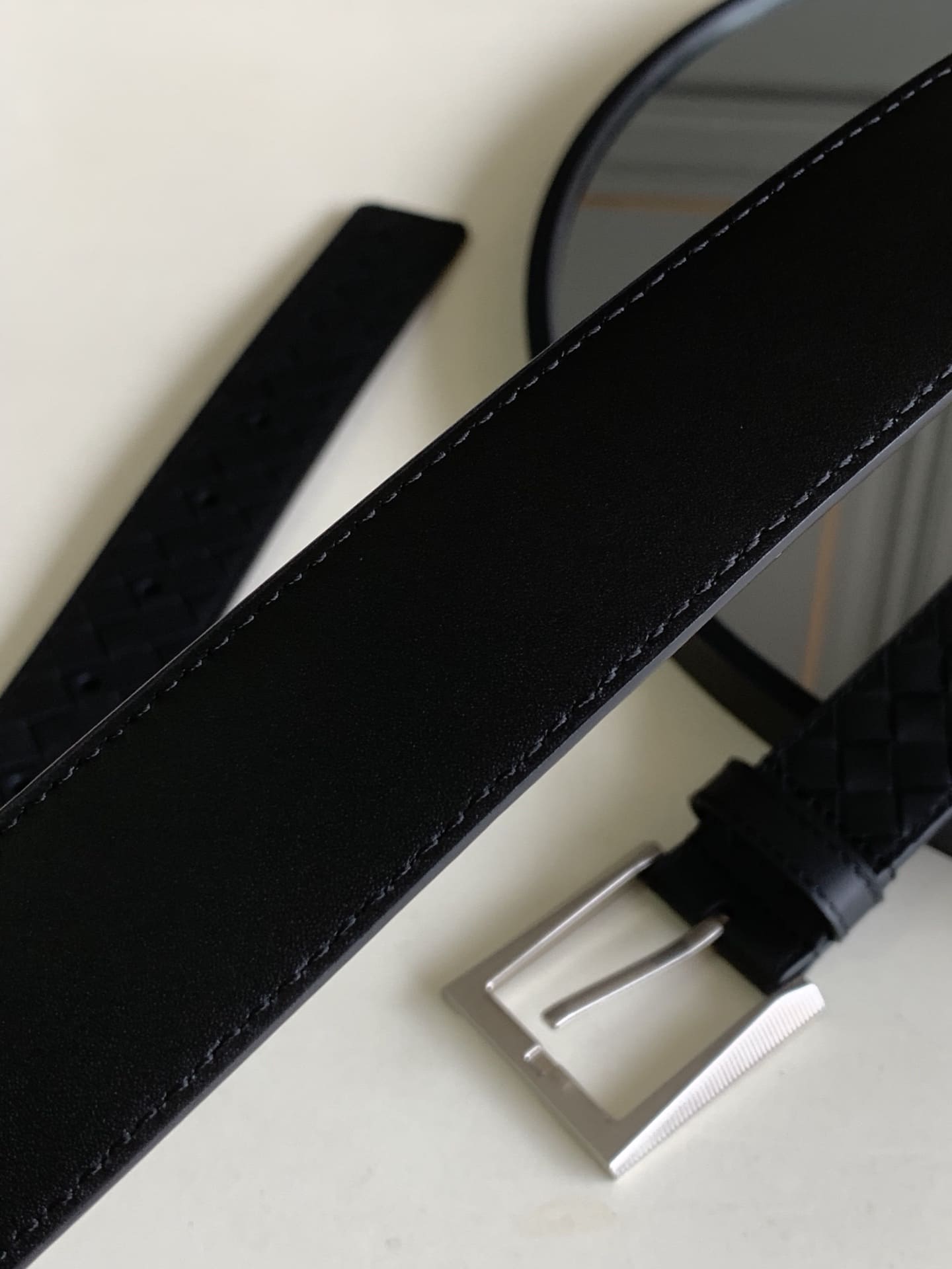 DÂY LƯNG BOTTGA VENETA INTRECCIATO LEATHER Khóa bạc