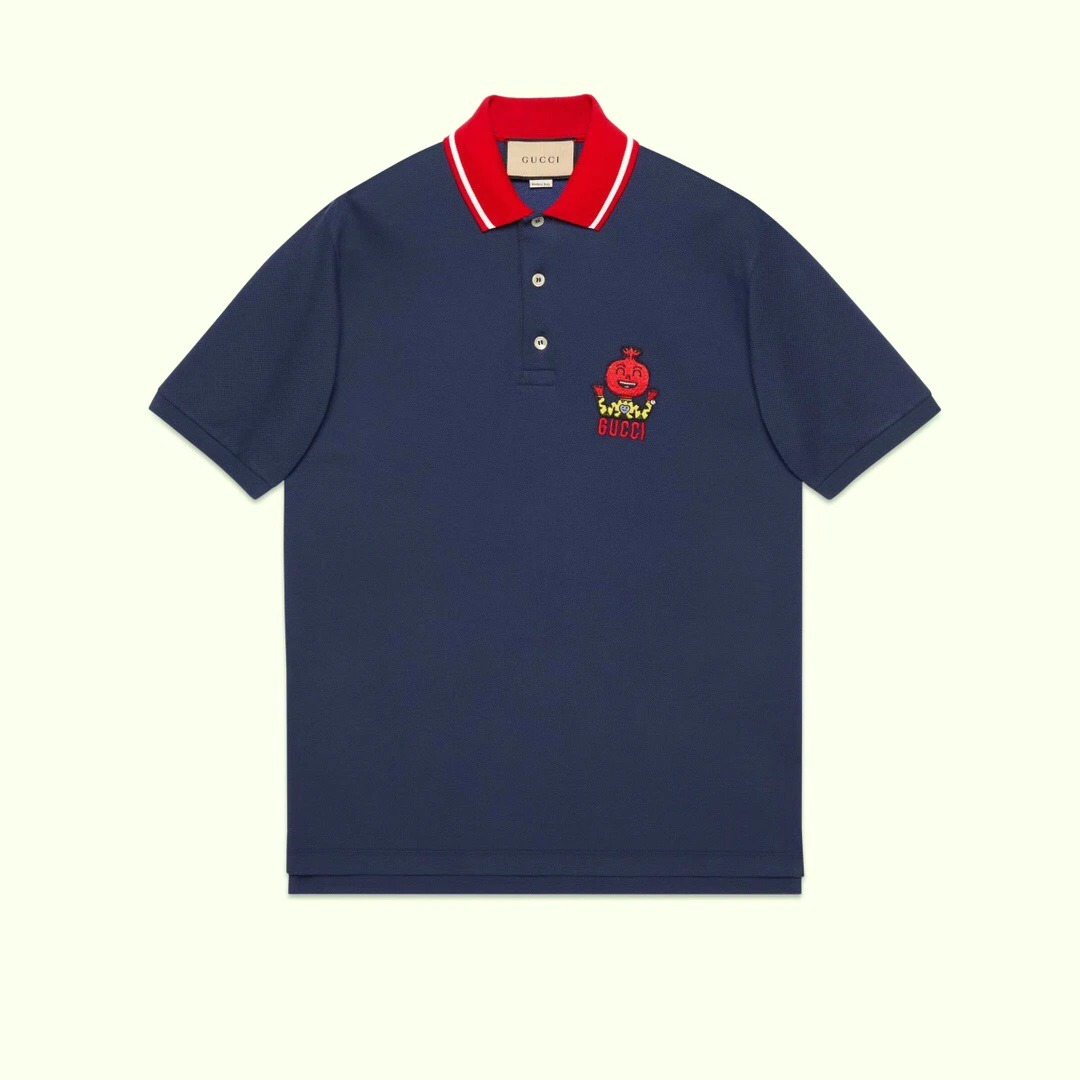 ÁO GUCCI GG Pinapple Smile Chest Polo Shirt