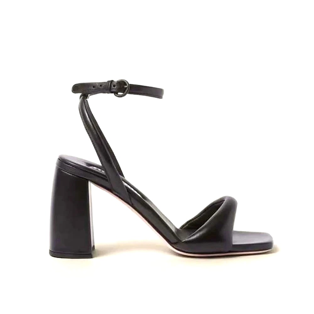 DÉP SANDALS Miu Miu Women Padded Leather Sandals in 85 mm Heel Height-Black