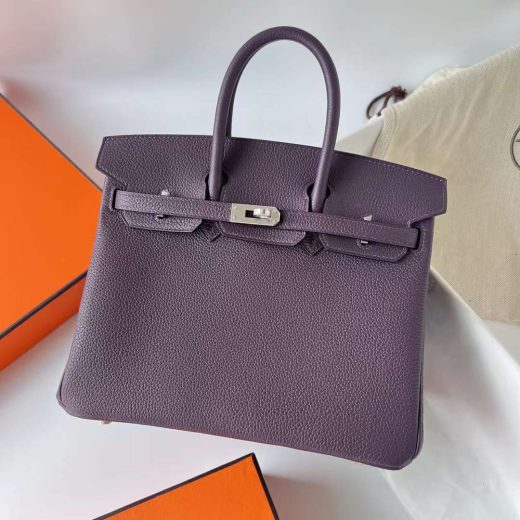 Túi Hermes Birkin Togo Grape purple Silver Hardware Handmade khâu tay 25cm